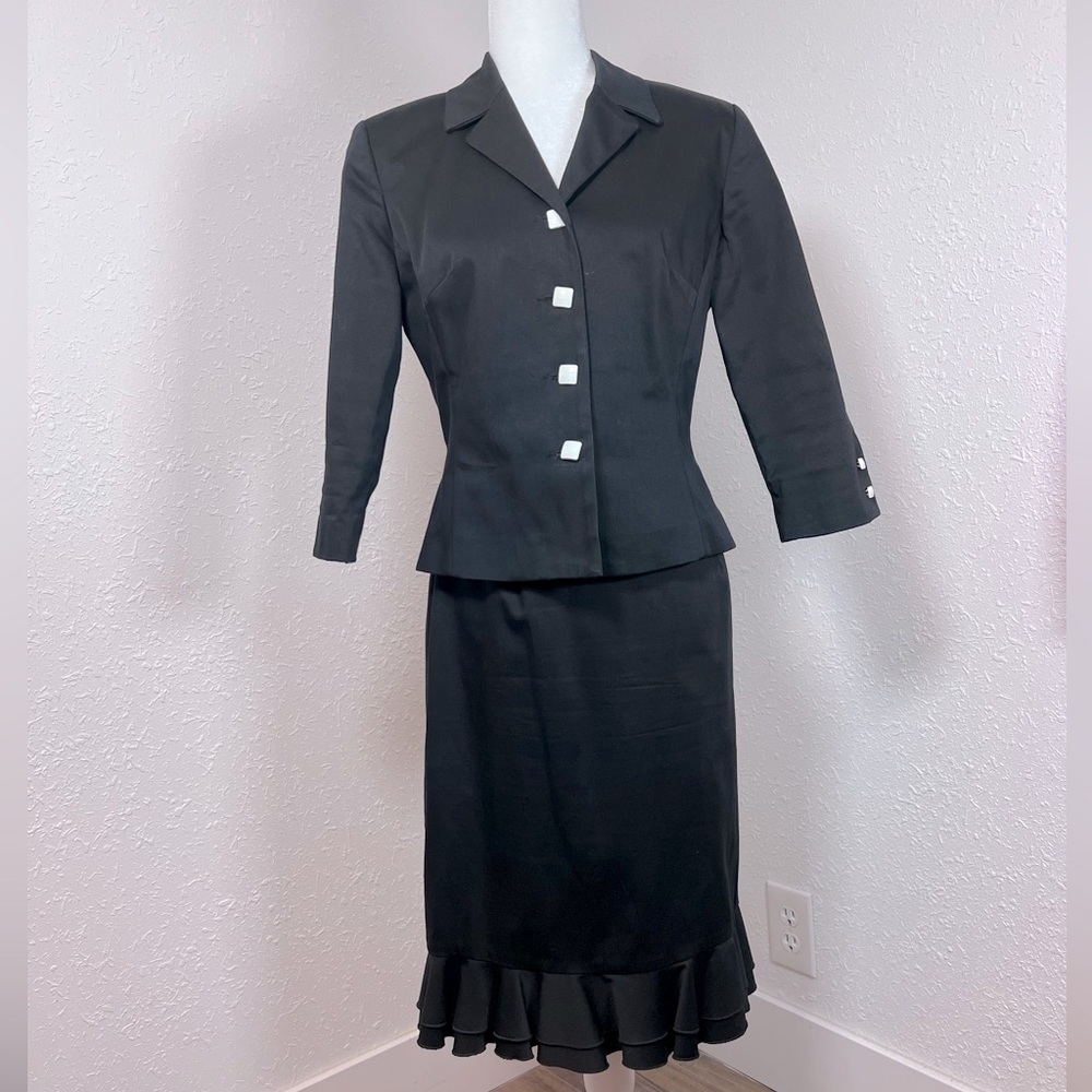 VNTG Renée Dumarr Ruffled Skirt Suit Set